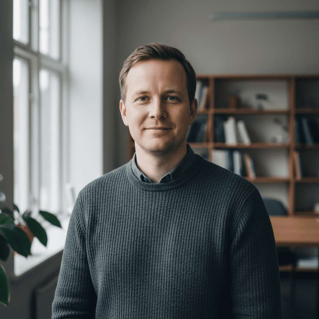 Kvinna vid skrivbord som kämpar med PowerPoint-former kontra färdigt Yearo-hjul